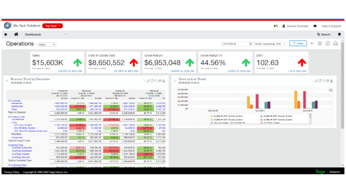Biotech Sage Intacct Screens