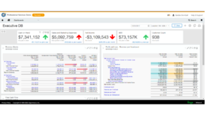 Professional Services Executive Dashboard Sage Intacct Screens